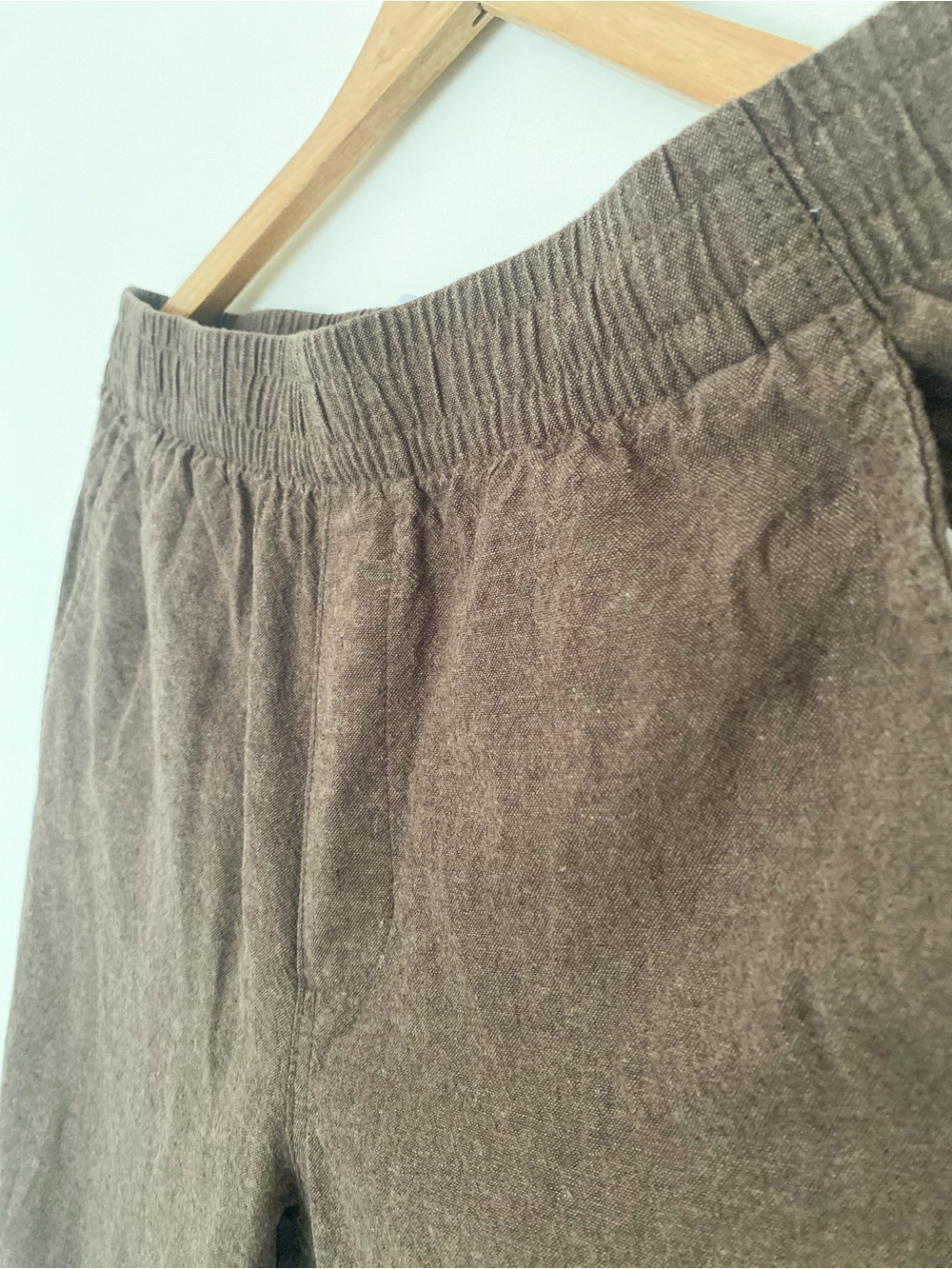 Old Navy 90s Straight Linen Blend Pants Medium | Brown Pull-On Elastic Waist - Picture 4 of 8
